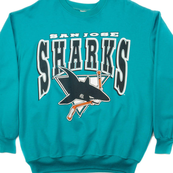 SUDADERA VINTAGE DE LOS SAN JOSE SHARKS DE LA NHL DE 1992, TALLA XL, FABRICADA EN EE. UU.