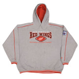 Vintage Nhl Detroit Red Wings Grey Hoodie Sweatshirt 1990S Size 2XL