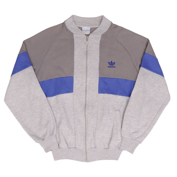 Vintage Adidas Full Zip Grey Sweatshirt Jacket 1990S Size XL