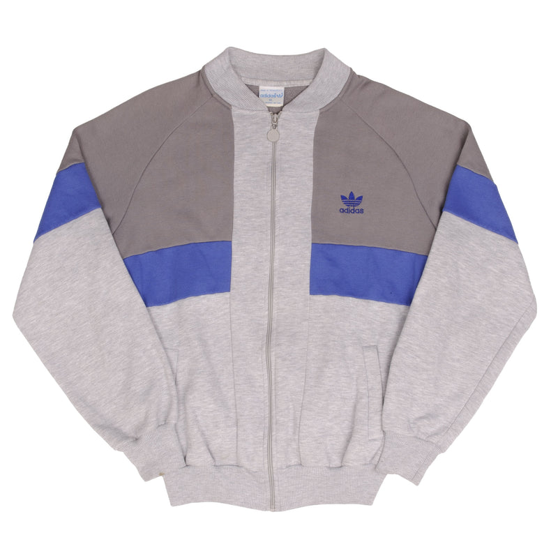 Vintage Adidas Full Zip Grey Sweatshirt Jacket 1990S Size XL