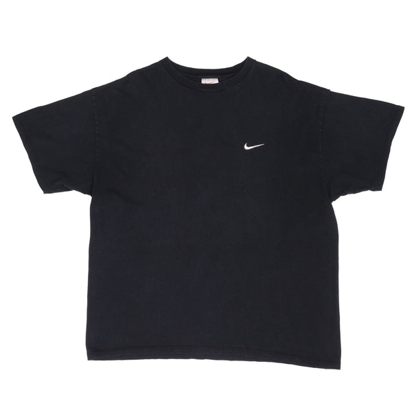 Vintage Nike Black Classic Swoosh Tee Shirt 1990S Size XL Made In Usa