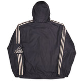 Vintage Adidas Dark Grey Nylon Heavy Windbreaker Hooded Jacket 2000S Size XL