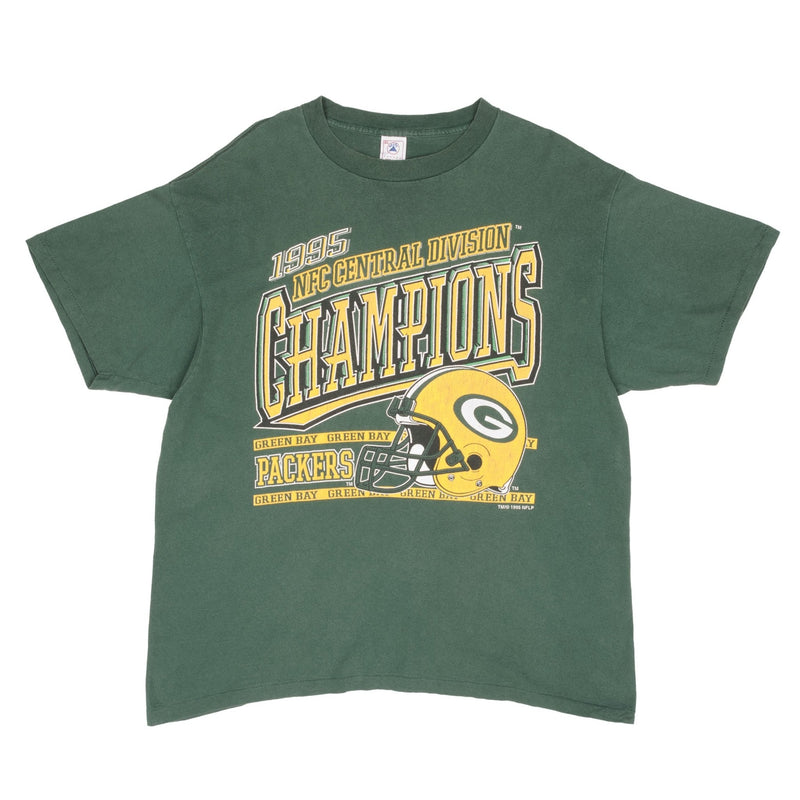 Vintage NFL Green Bay Packers NFC Champions 1995 Tee Shirt Size XL Made In USA With Single Stitch Sleeves