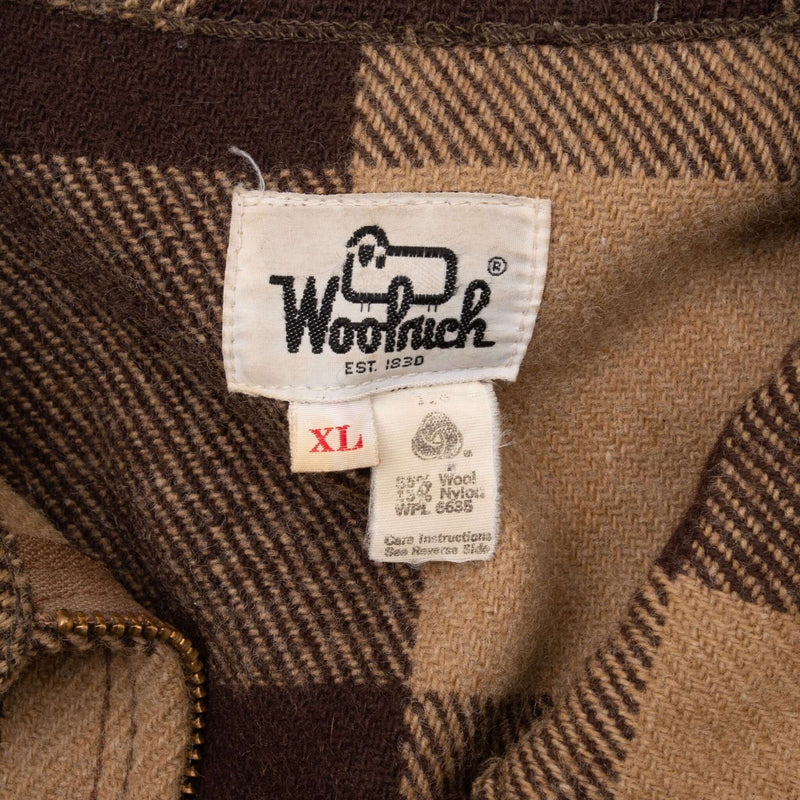 Vintage Woolrich Brown Plaid Mackinaw Cruiser Jacket 1970S Size XL