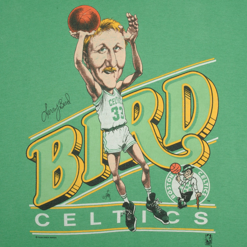 Vintage Nba Boston Celtics Larry Bird 1980S Tee Shirt Size Large Made In USA With Single Stitch Sleeves