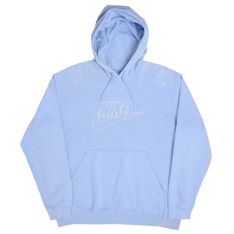 Vintage Blue Nike Spellout Swoosh Hoodie 2000S Size XL