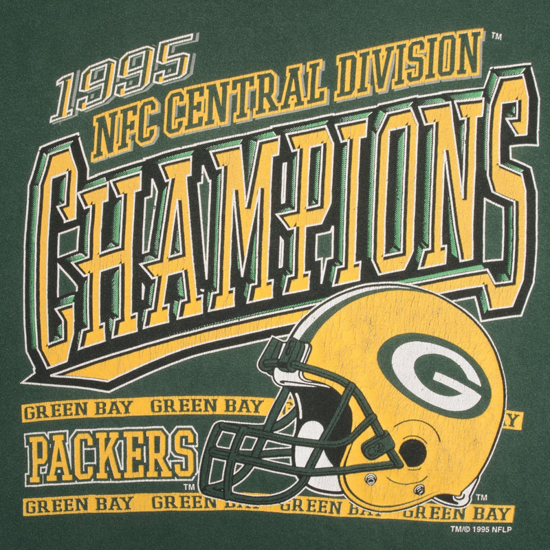 Vintage NFL Green Bay Packers NFC Champions 1995 Tee Shirt Size XL Made In USA With Single Stitch Sleeves