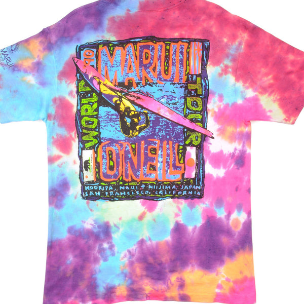 CAMISETA VINTAGE TIE-DYE MARUI O'NEILL WORLD TOUR TALLA MEDIANA FABRICADA EN EE. UU.