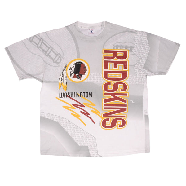 Vintage Nfl All Over Print Washington Redskins 1995 Tee Shirt Size XL With Single Stitch Sleeves