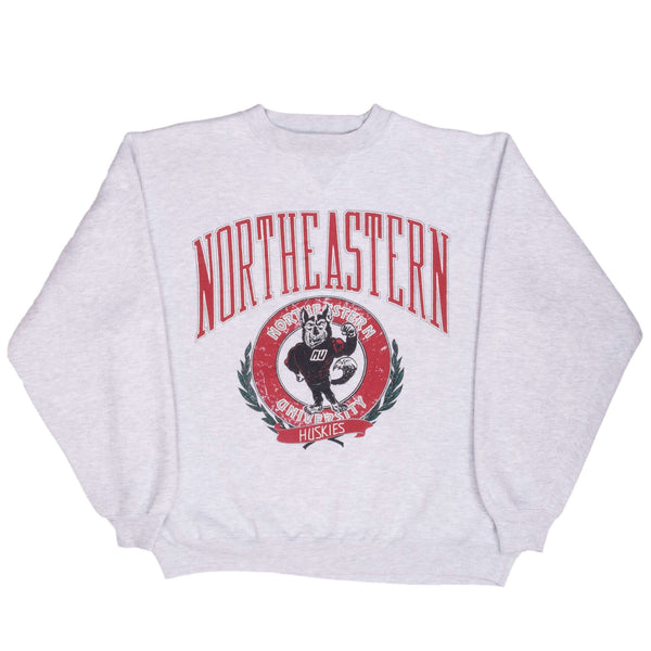 Vintage Northeastern Huskies Grey Crewneck Sweatshirt 1990S Size Large