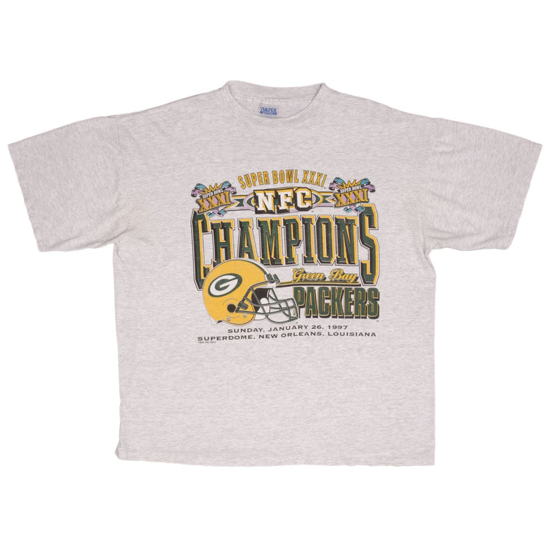 Vintage Nfl Green Bay Packers NFC Champions 1997 Tee Shirt Size XL With Single Stitch Sleeves