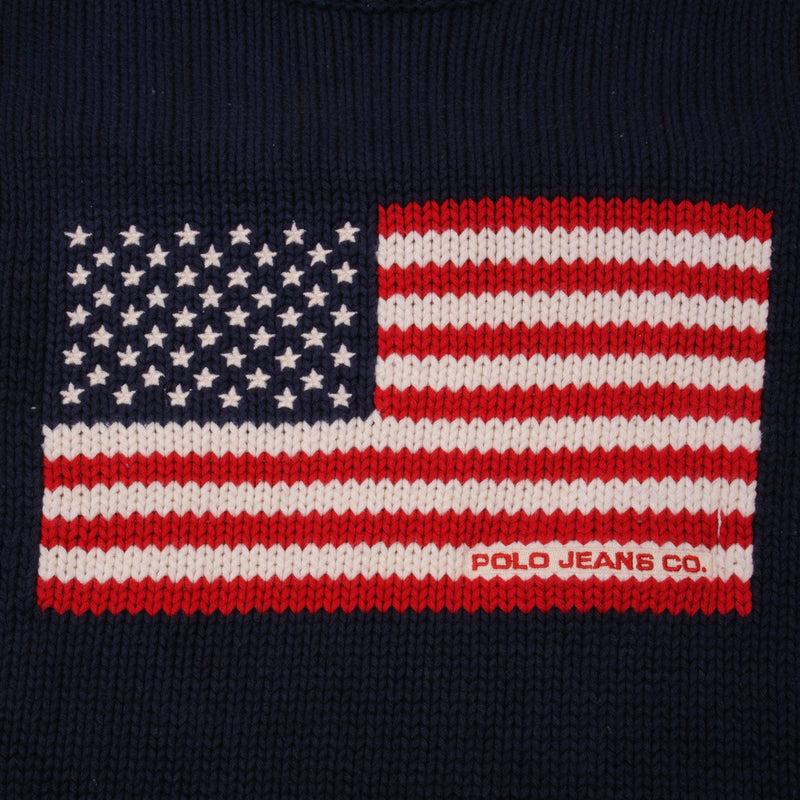 Vintage Polo Jeans Co Ralph Lauren American Flag Knit 90S Sweatshirt Size XLarge