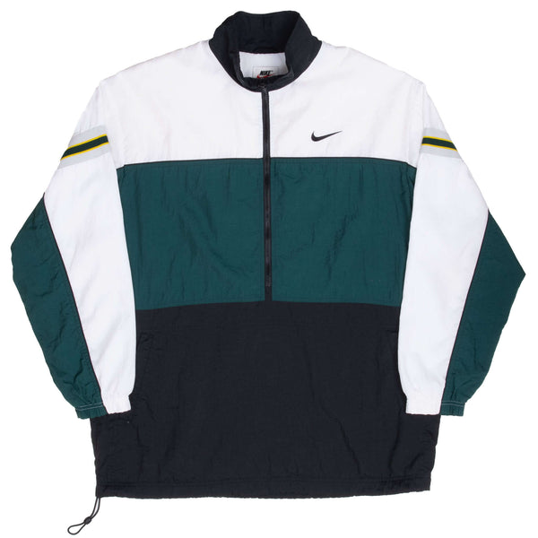 Vintage Nike Classic Swoosh Green And White Windbreaker Pullover Jacket 1990S Size XL