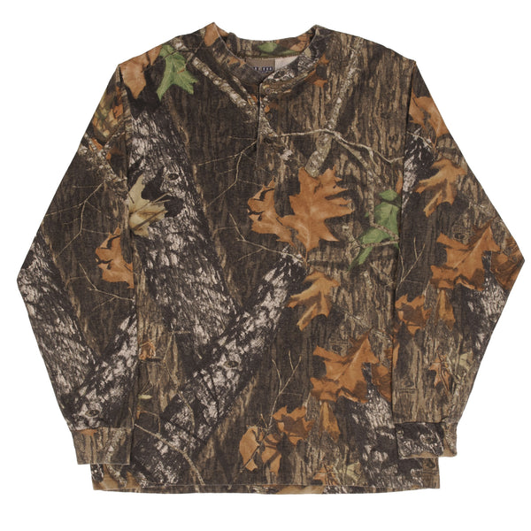 Vintage Hunting Mossy Oak Break Up Camo Long Sleeve Pocket Tee Shirt Size Large