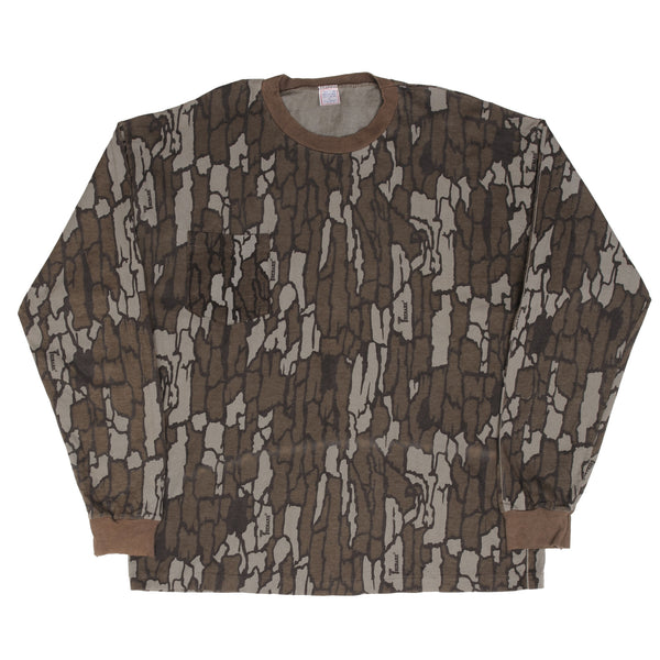 Vintage Hunting Trebark Camo Long Sleeve Pocket Tee Shirt 1990S Size XL