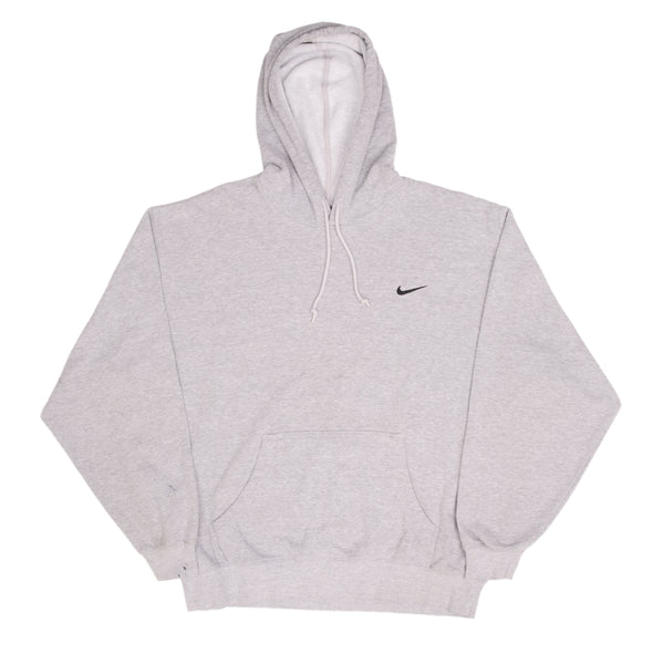 Vintage Nike Classic Swoosh Grey Hoodie Sweatshirt 2000S Size XL