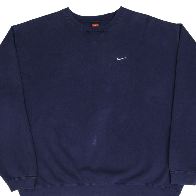 Vintage Nike Classic Swoosh Blue Sweatshirt 1990S Size 2XL