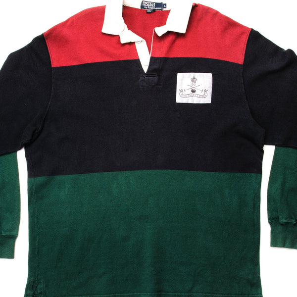 復古 POLO RALPH LAUREN 條紋 POLO 衫 1990 年代大尺碼美國製造