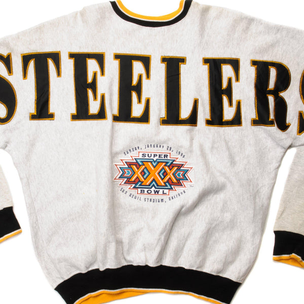 SUDADERA VINTAGE NFL STEELERS XXX SUPER BOWL 1996 TALLA GRANDE FABRICADA EN EE. UU.