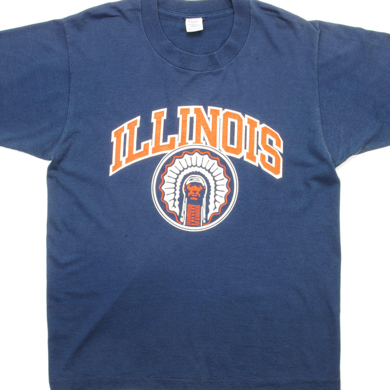 CAMISETA VINTAGE DE LA UNIVERSIDAD DE ILLINOIS, CAMPEÓN, AÑOS 80, TALLA MEDIANA, FABRICADA EN EE. UU.