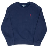 Vintage Ralph Lauren 1990S Classic Navy Blue Crewneck Sweatshirt Size Large