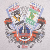 Vintage Nhl Pitssburgh Penguins Vs Minnesota North Stars Stanley Cup Tee Shirt 1991 Size XL Made In USA With Single Stitch Sleeves