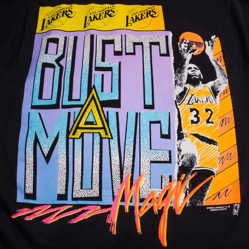 Vintage NBA Los Angeles Lakers Magic Johnson 1990s Tee Shirt Size Medium Made In USA.