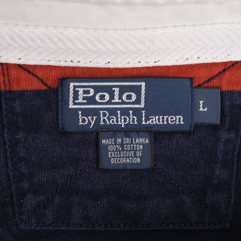 Vintage Polo Ralph Lauren Red And Blue Rugby Polo Shirt 1990S Size Large