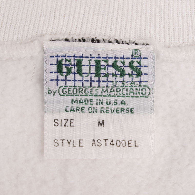 Vintage Guess Jeans Embroidered White Sweatshirt 1990S Size Small Made In USA