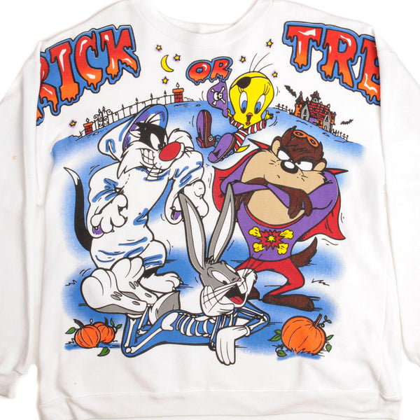 SUDADERA VINTAGE LOONEY TUNES TRICK OR TREAT TALLA 2XL FABRICADA EN EE. UU.