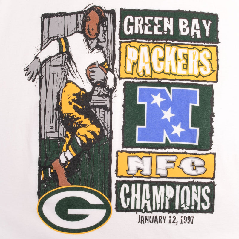 Vintage NFL Green Bay Packers NFC Champions 1997 Starter Tee Shirt Size Large With Single Stitch Sleeves