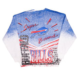 Vintage NFL All Over Print Buffalo Bills Magic Johnson T's Sweatshirt 1990S Size XL Made In Usa