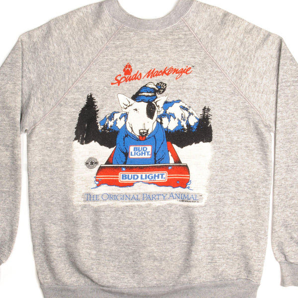 SUDADERA VINTAGE BUD LIGHT SPUDS MACKENZIE 1987 TALLA XL FABRICADA EN EE. UU.