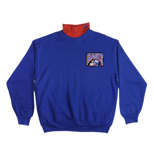 Vintage NFL NY Giants Turtle Neck Sweatshirt Size Large 1990S Made In USA