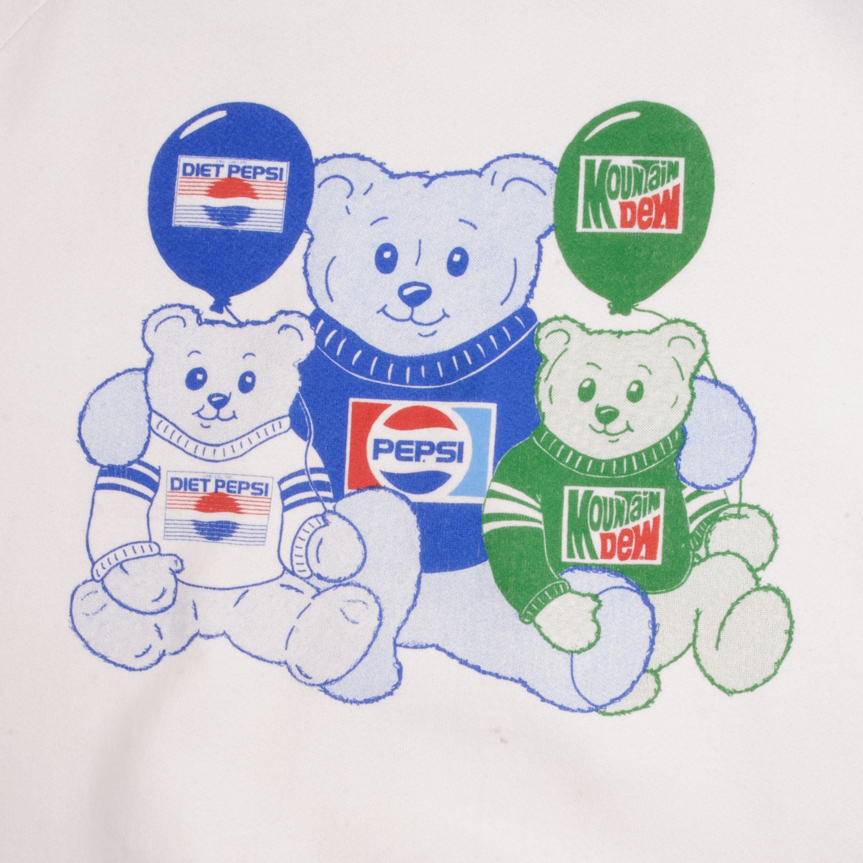 VINTAGE PEPSI COLA MOUNTAIN DEW BEARS 1980S SWEATSHIRT LARGE MADE