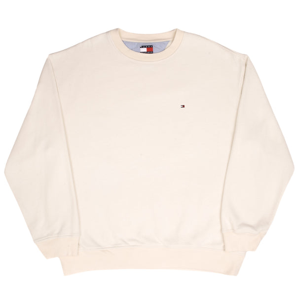 Vintage Tommy Hilfiger Cream Crewneck Sweatshirt 2000S Size XL