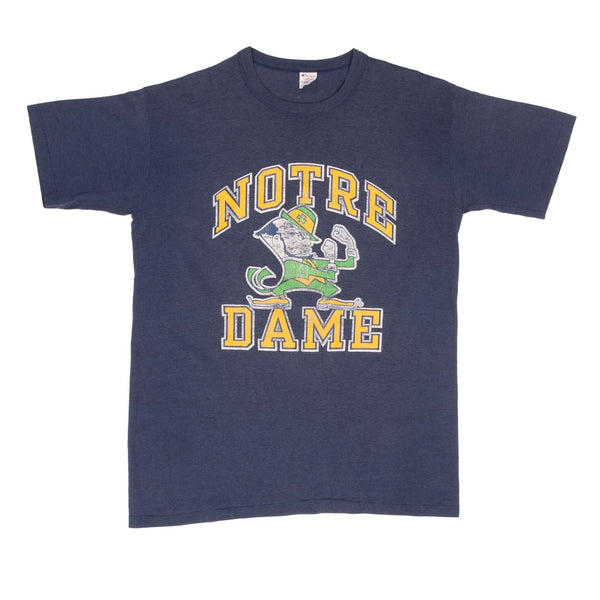 CAMISETA VINTAGE DE LA UNIVERSIDAD DE NOTRE DAME, CAMPEÓN, AÑOS 80, TALLA MEDIANA, FABRICADA EN EE. UU.