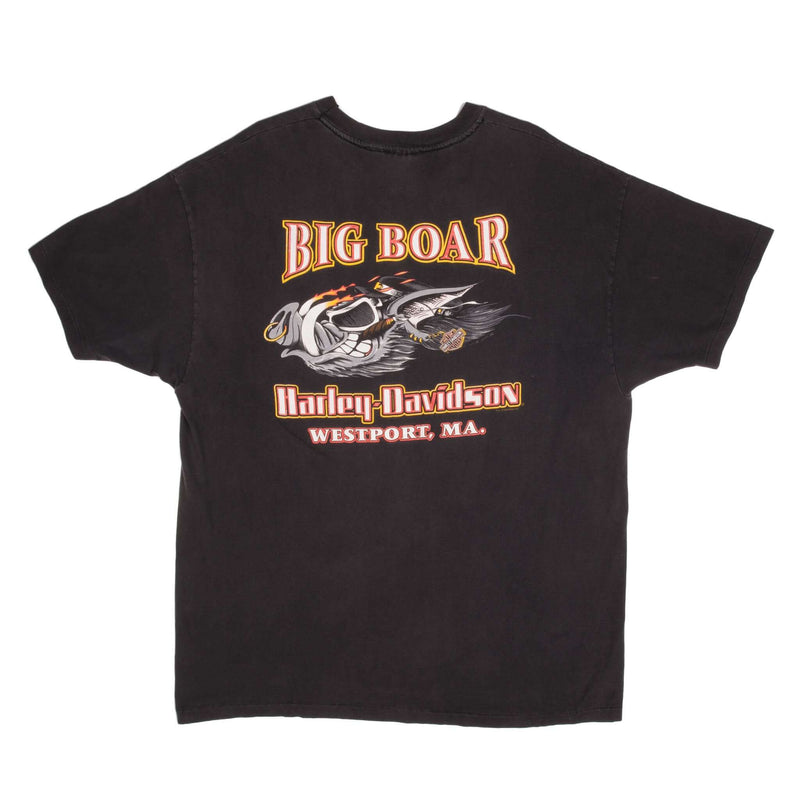 Vintage Harley Davidson Big Roar Westport, MA Tee Shirt 1987 Size 2XL Made In USA With Single Stitch Sleeves