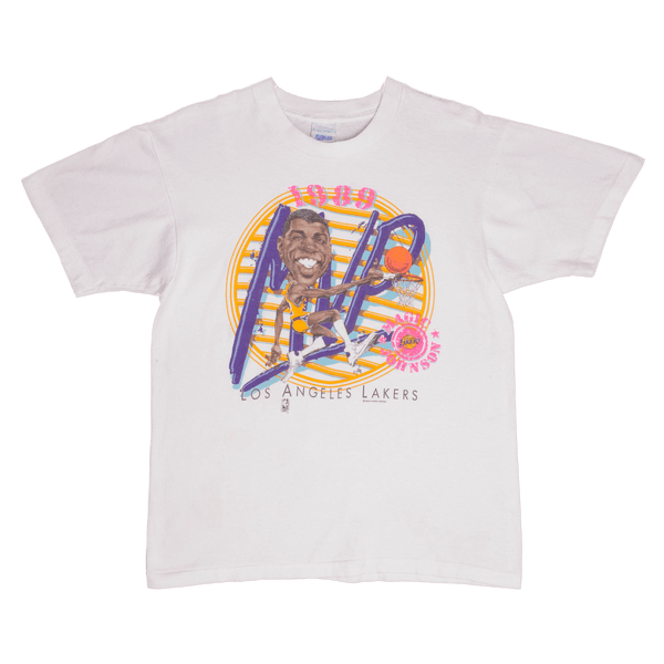 CAMISETA ANTIGUA NBA MAGIC JOHNSON LOS ANGELES LAKERS 1989 MEDIANO FABRICADA EN EE. UU.