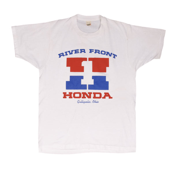 Vintage Honda River Front Tee Shirt 1980S Size Medium Made In USA With Single Stitch Sleeves