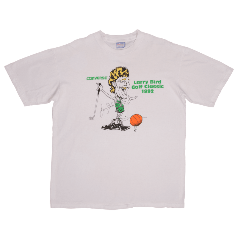 VINTAGE NBA LARRY BIRD BOSTON CELTICS CONVERSE TEE SHIRT 1992 XL MADE USA