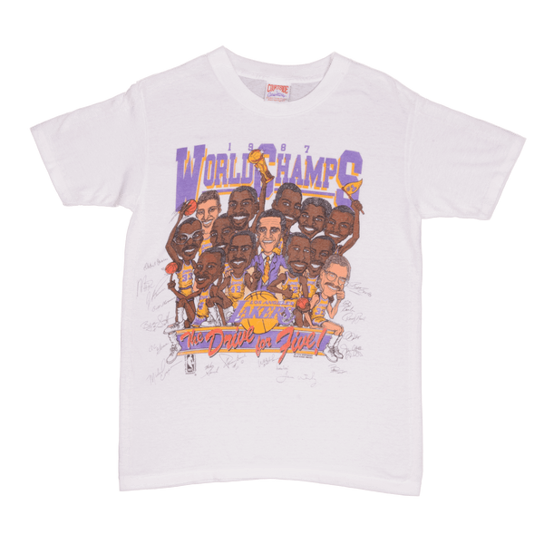 Vintage NBA Los Angeles Lakers World Champs 1987 Tee Shirt Size Medium With Single Stitch Sleeves