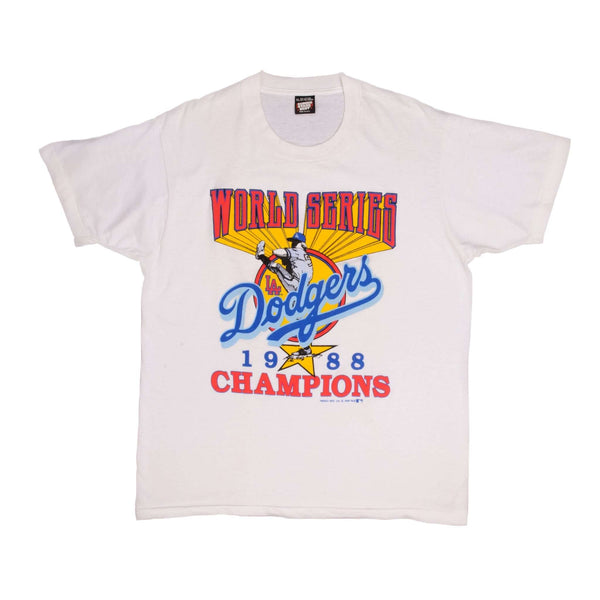 Vintage MLB Los Angeles Dodgers World Series Champions 1988 Tee Shirt Size XL Made In USA With Single Stitch Sleeves 