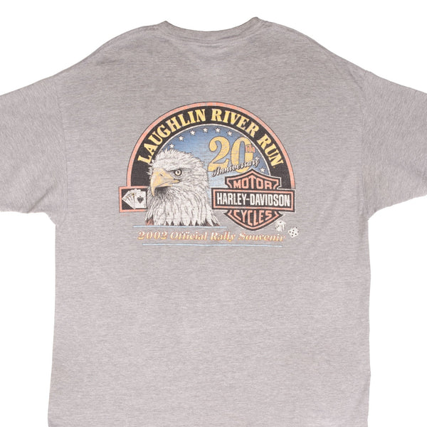 CAMISETA VINTAGE HARLEY DAVIDSON LAUGHLIN RIVER RUN CONMEMORATIVA DEL 20.º ANIVERSARIO 2002, L