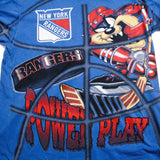 CAMISETA VINTAGE DE LA NHL DE LOS NEW YORK RANGERS CON LOONEY TUNES Y TAZ, TALLA GRANDE