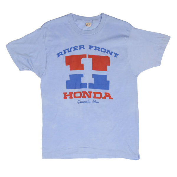 Vintage Honda HRC River Front Tee Shirt 1980S Size Medium Made In USA With Single Stitch Sleeves