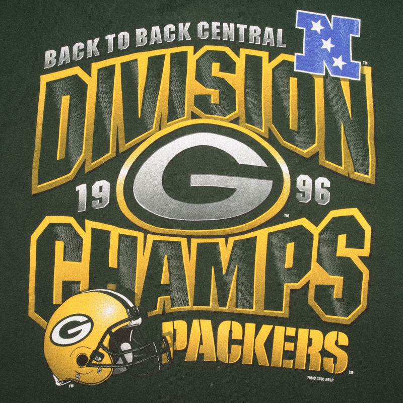 Vintage Nfl Green Bay Packers Division Champions 1996 Tee Shirt Size Xl Made In USA With Single Stitch Sleeves&nbsp;