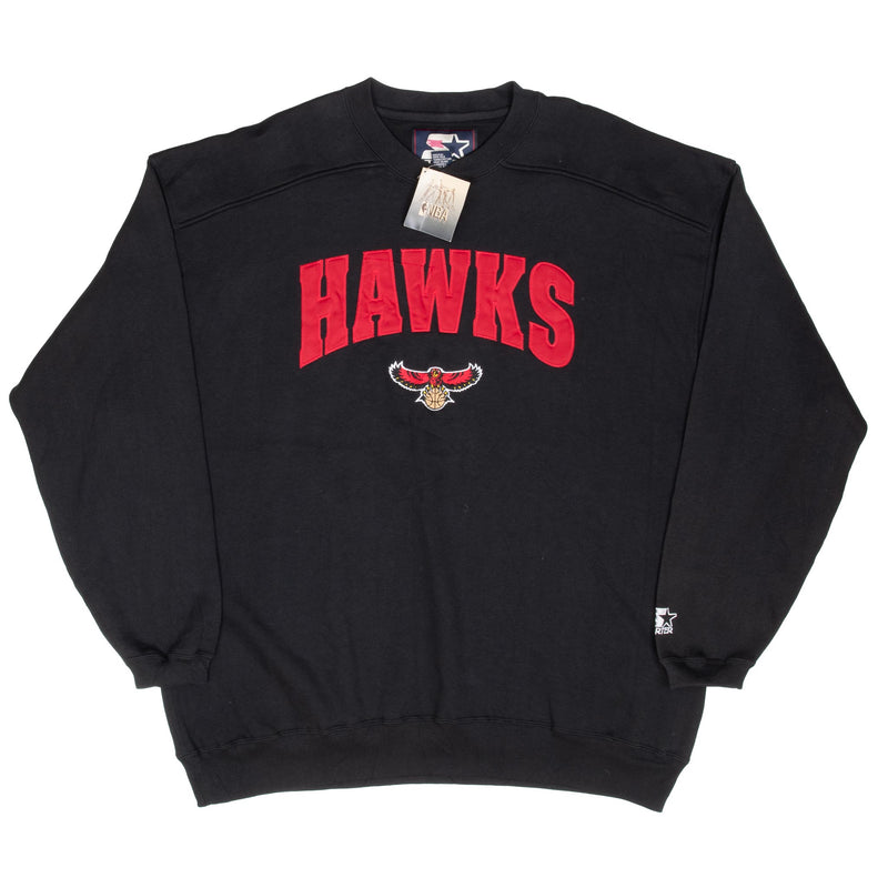 Vintage Nba Atlanta Hawks Black Starter Sweatshirt 1990S Size 2XL Deadstock