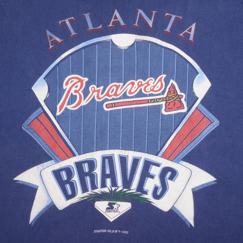 Vintage Mlb Atlanta Braves 1992 Starter Tee Shirt Size Large Made In USA