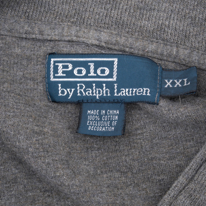 VINTAGE POLO RALPH LAUREN GREY QUARTER 1/4 ZIP SWEATER 1990S 2XL